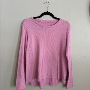 American Eagle Outfitters Light Pink Ribbed Long Sleeve Top